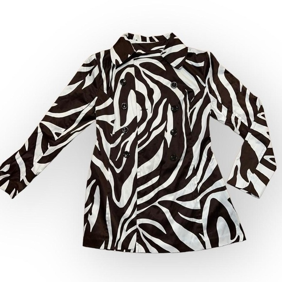 Zebra Print Double-Breasted Coat - Picture 1 of 8